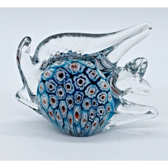 None Other - Murano Style Millefiori Art Glass 4.25" ropical Angelfish Paperweight Figurine